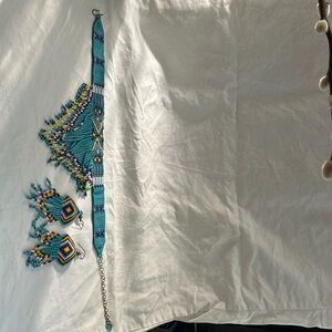 Hand Beaded Tribal Chocker and Earrings